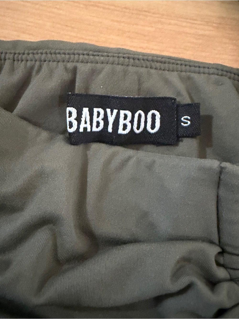 BABYBOO Ruched Halter Tank Top in Olive Green - Picture 3 of 7